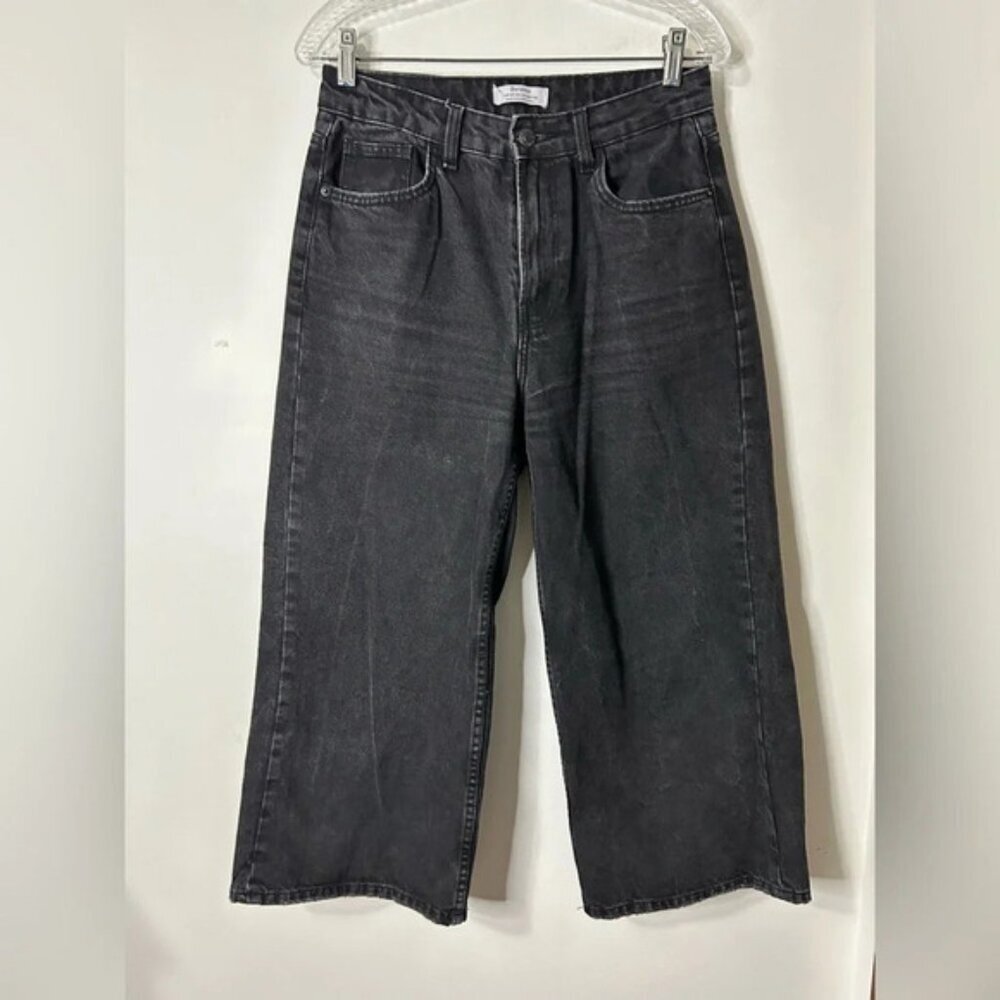 Bershka Black Capri Straight Leg Jeans